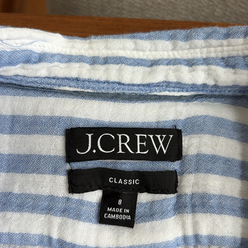 J. Crew Classic-fit soft gauze shirt in stripe Size 8 - Picture 5 of 8